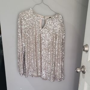 Cable & Gauge Silver Sequin Blouse